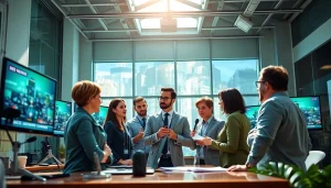 يعرض فريق أخبار لامع من emiratenewsday.com يتعاون في بيئة مكتبية حديثة، مما يعكس النشاط والحيوية.