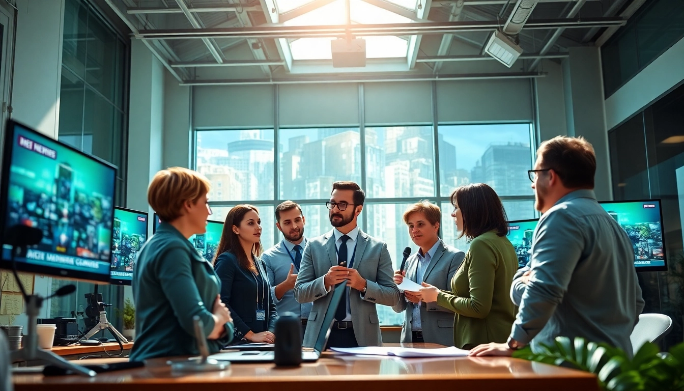 يعرض فريق أخبار لامع من emiratenewsday.com يتعاون في بيئة مكتبية حديثة، مما يعكس النشاط والحيوية.