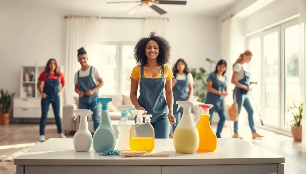 Engaging cleaning service team effectively working in a cozy home environment.