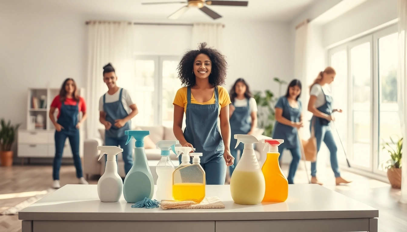 Engaging cleaning service team effectively working in a cozy home environment.