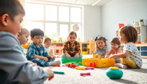 Engaged children exploring learning activities at https://juniorsjunction.com daycare center.