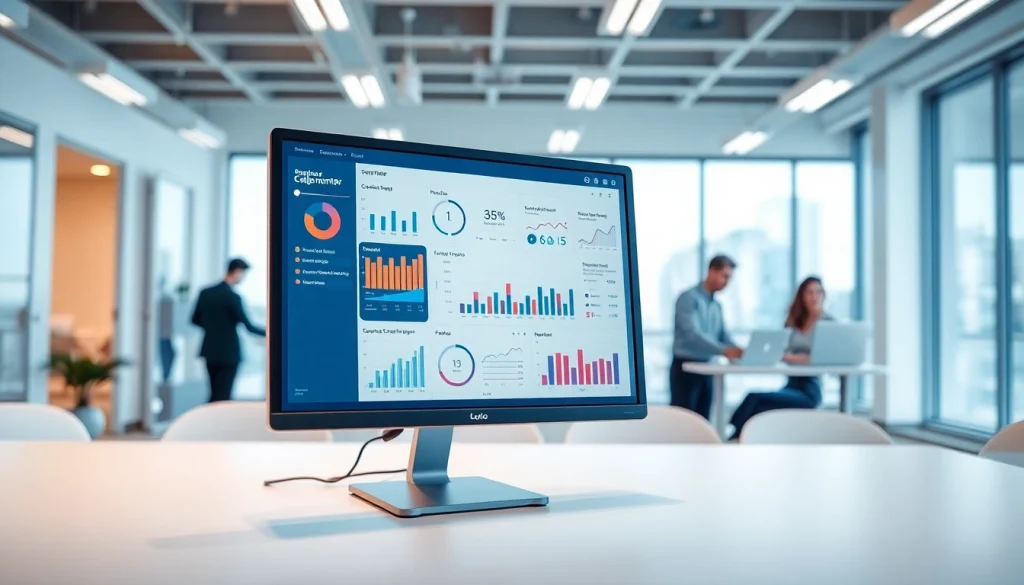 Showcase effective call center software in a modern workspace enhancing team productivity.