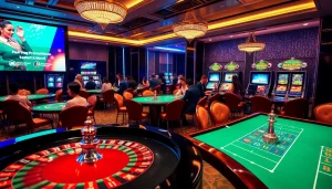 A diverse group of players enjoying their time at a luxury casino featuring games from https://lc88comm.com/.