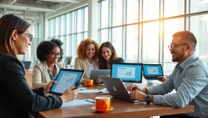 Dynamic collaboration in a modern office setting using WPS下载 for productivity.