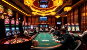 Experience thrilling gaming action at c168.com with vibrant casino visuals including roulette and poker.