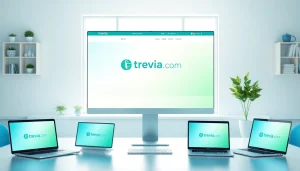 View of a digital workspace featuring trevia.com on a modern interface design.