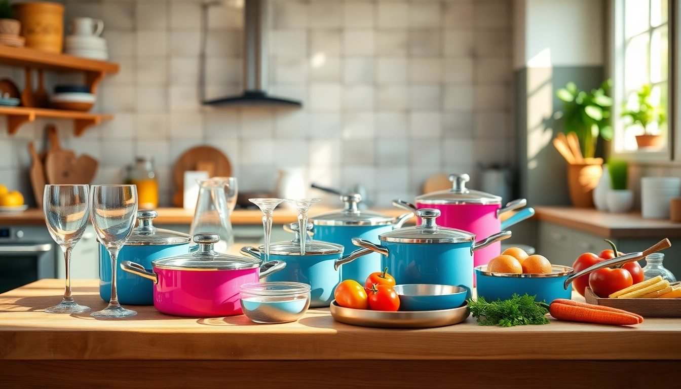 Shop premium kitchenware NZ displayed on a rustic countertop with natural lighting for a lively kitchen atmosphere.