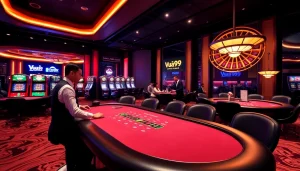 Experience the excitement at Vua99 casino with lively blackjack and slot machines.