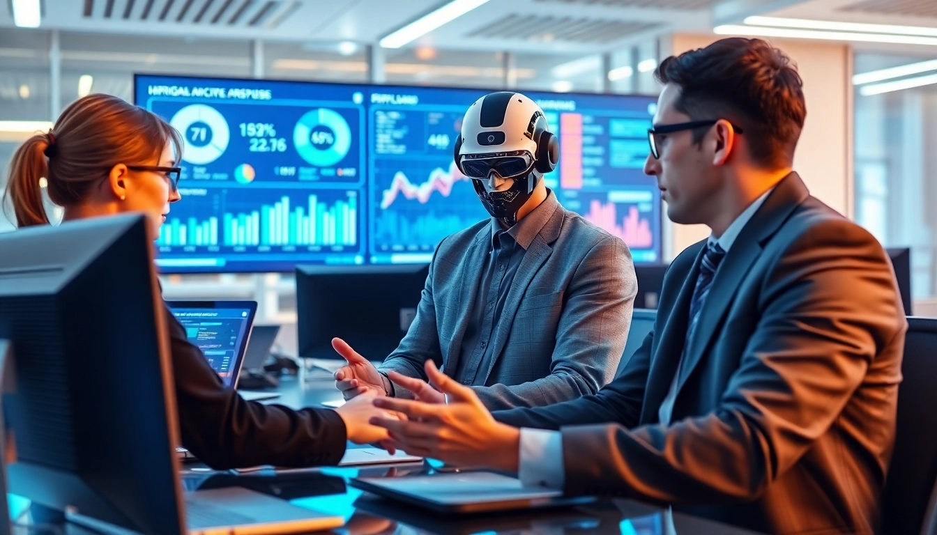 AI Employee team collaborating efficiently in a modern office setting