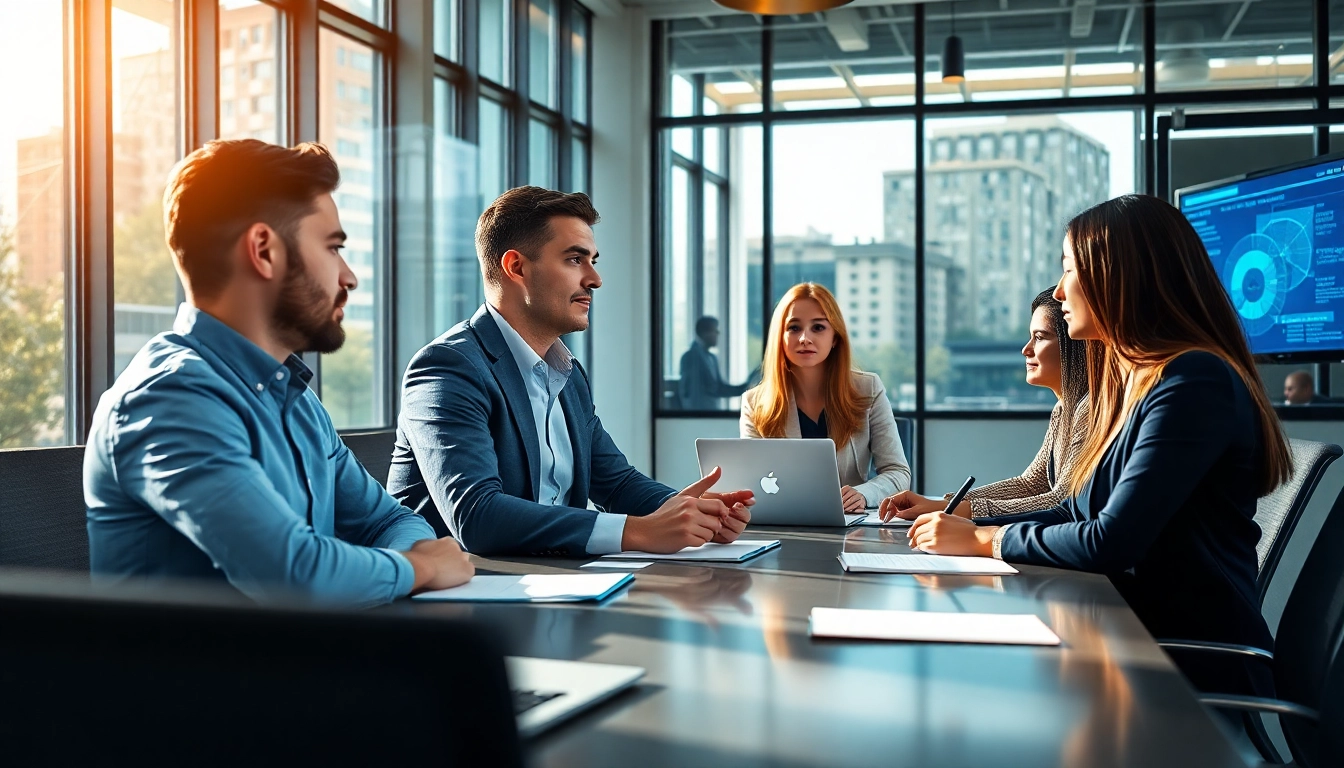 AI consulting company in UK team strategizing in a modern office.