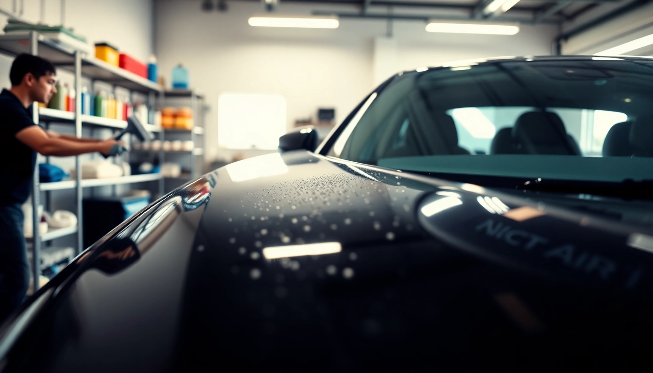 Experience car detailing Chattanooga service with a sparkling vehicle in a bright, organized garage.