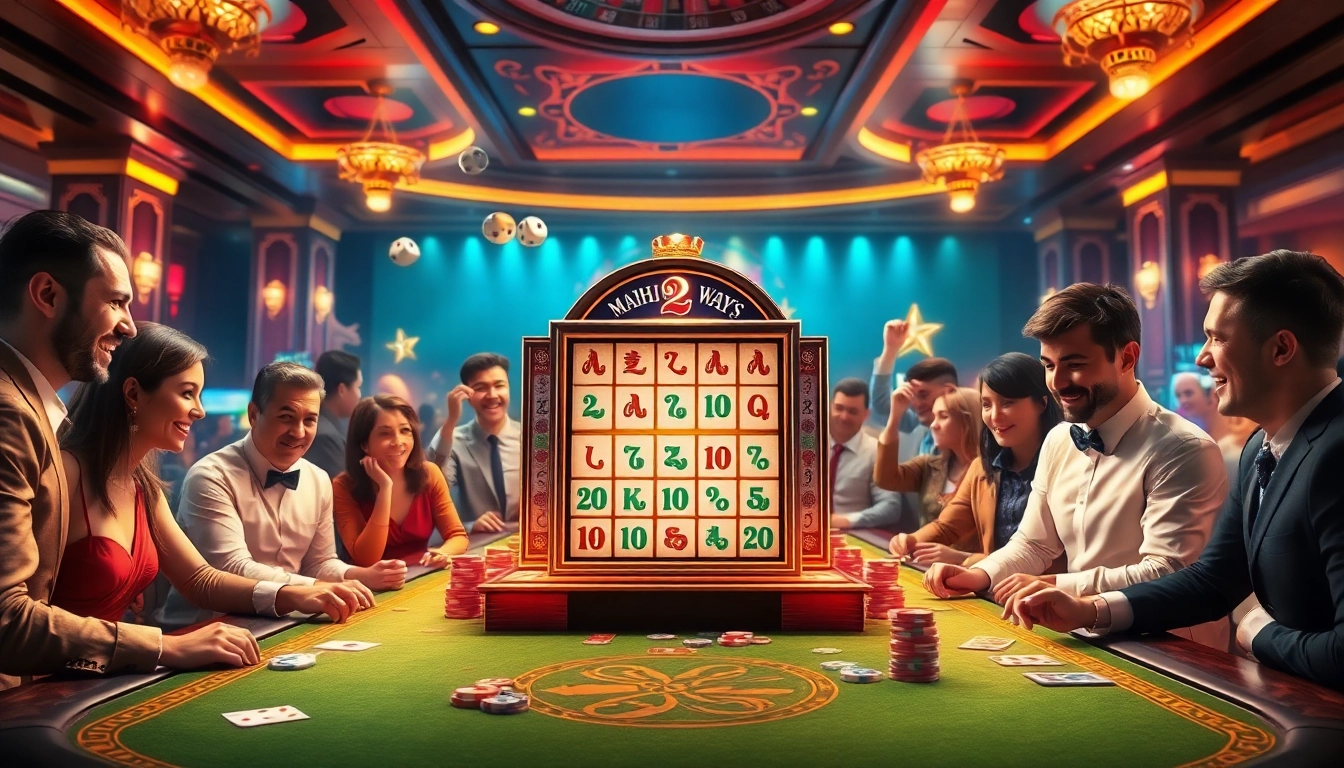 Experience Mahjong Ways 2 at an exciting casino, featuring vibrant slot machines and enthusiastic players.