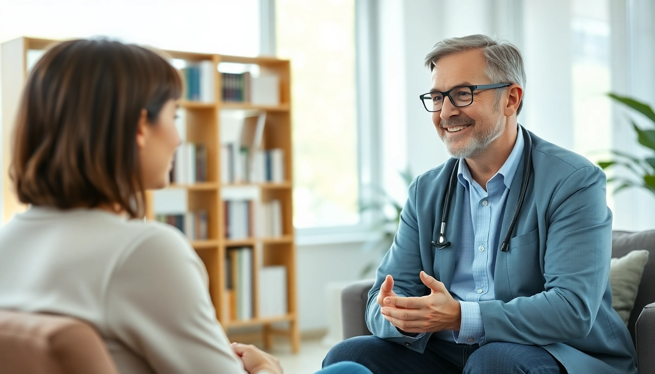 Engaging consultation with a top psychiatrist in dubai in a serene office setting.