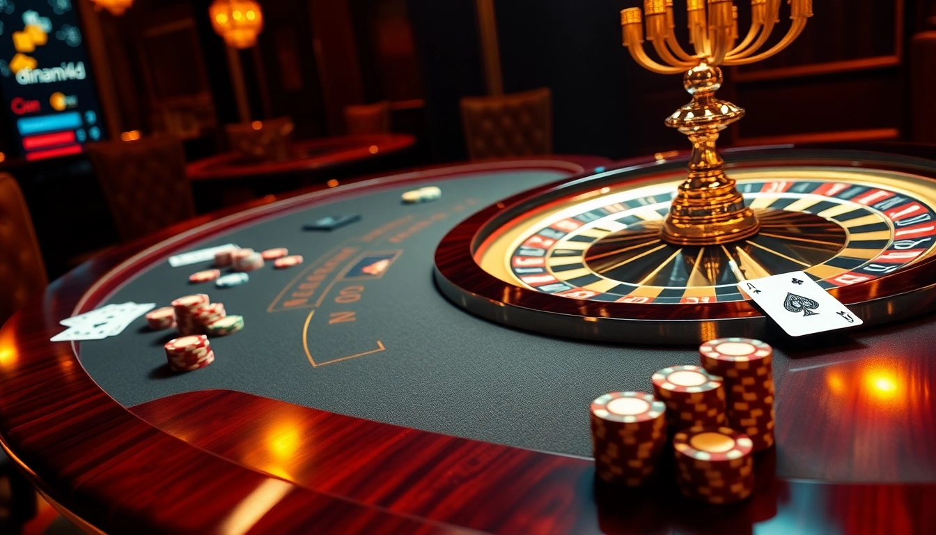 Experience the thrill of dinamit4d with high-stakes poker chips and a luxurious casino setup.