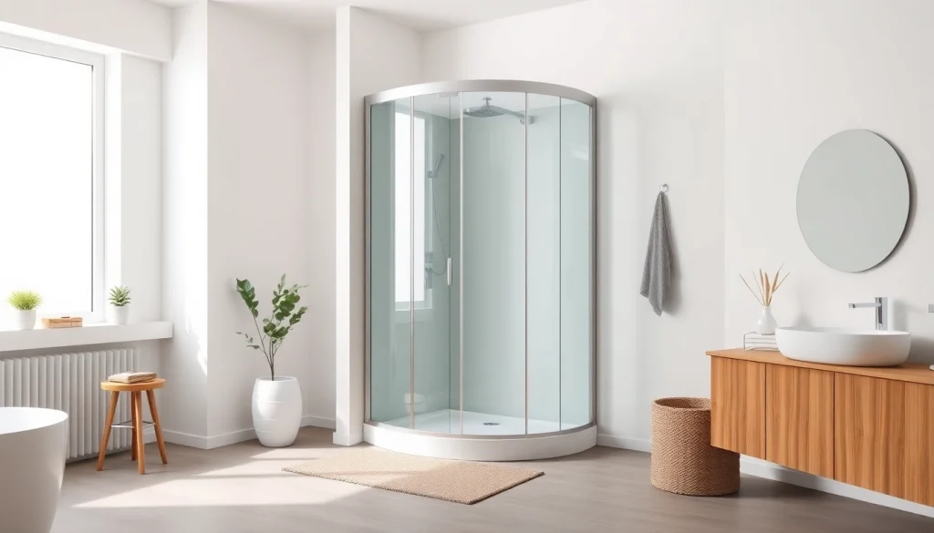 Visually showcasing une sirhona cabine de douche avec portes coulissantes en verre, esthétiquement placée dans une salle de bain moderne.