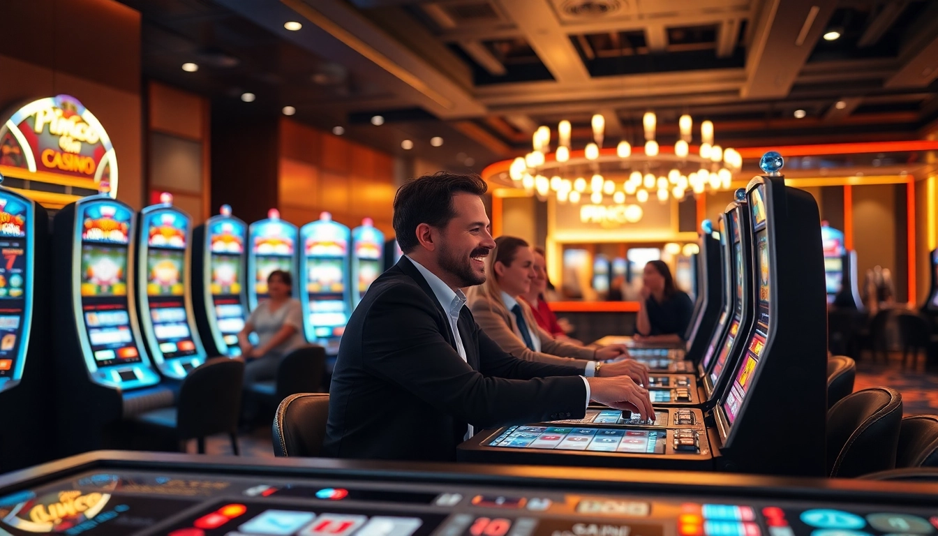 Pinco Casino pulsuz oynamaq mühiti ilə slot maşınları və oyunçuların həyəcanını yaşadıqları an.