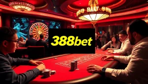 Players at a poker table experience the thrill of winning at 388bet casino games.