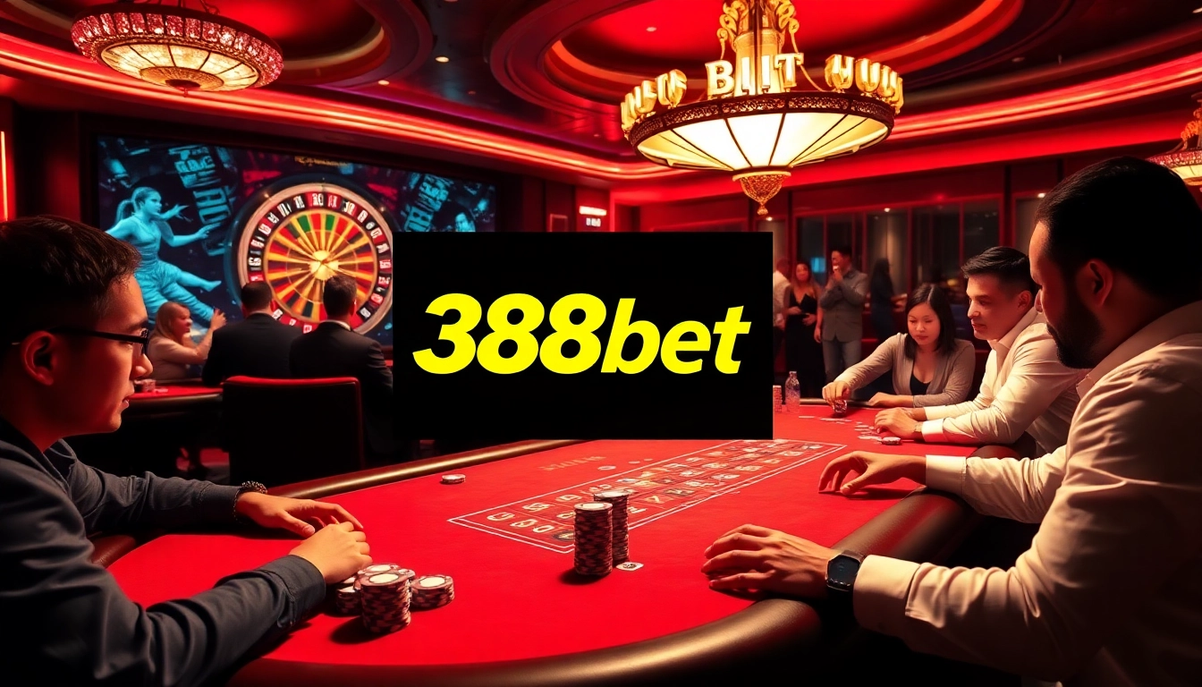 Players at a poker table experience the thrill of winning at 388bet casino games.