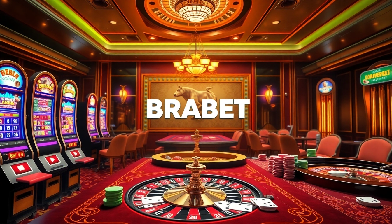 Experience the excitement of BRABET's online casino with vibrant slot machines and poker tables.