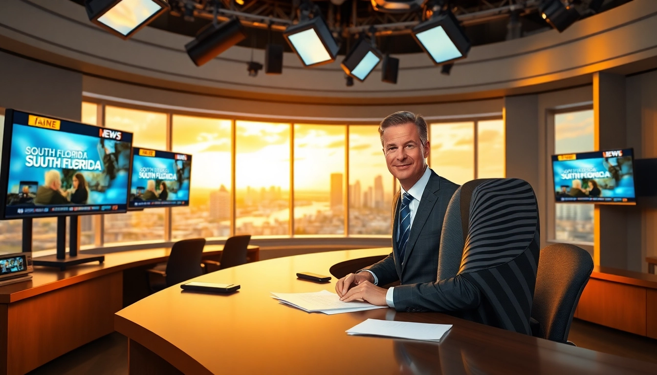 South Florida Reporter showcasing vibrant newsroom activity with screens displaying local news.