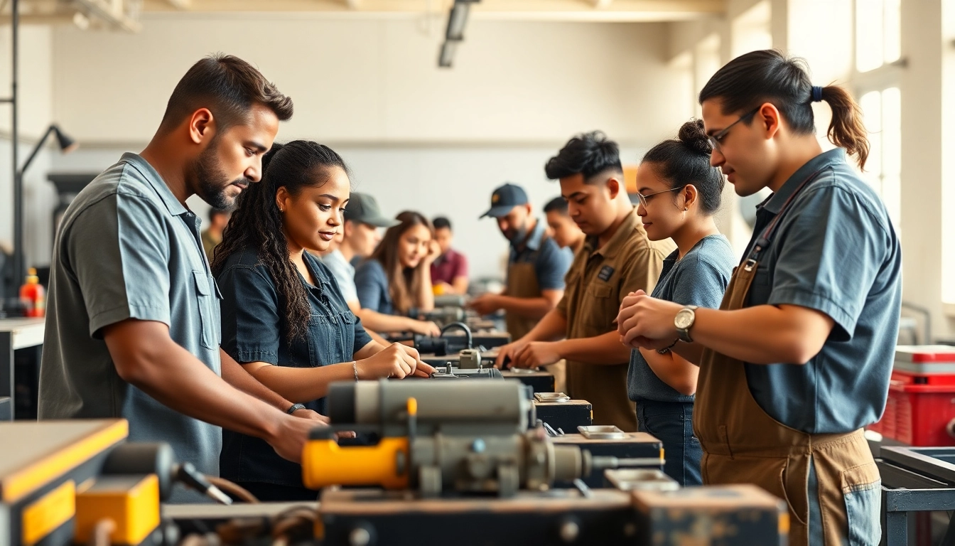 Students engaged in hands-on training at trade schools Oahu showcasing skilled trades education.