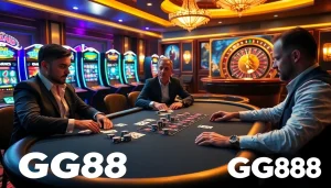 Experienced players winning big at GG88's luxurious poker table in the heart of the casino.