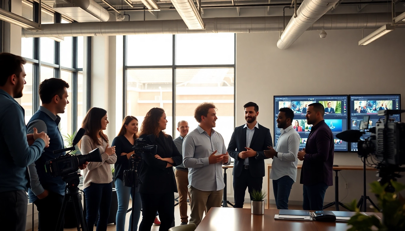 Engaging corporate video production Phoenix team's vibrant brainstorming session in action.