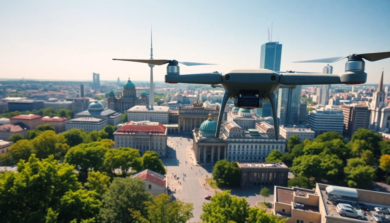 Drohnenvideos Berlin zeigen beeindruckende Luftaufnahmen von Berlins Architektur und Natur.