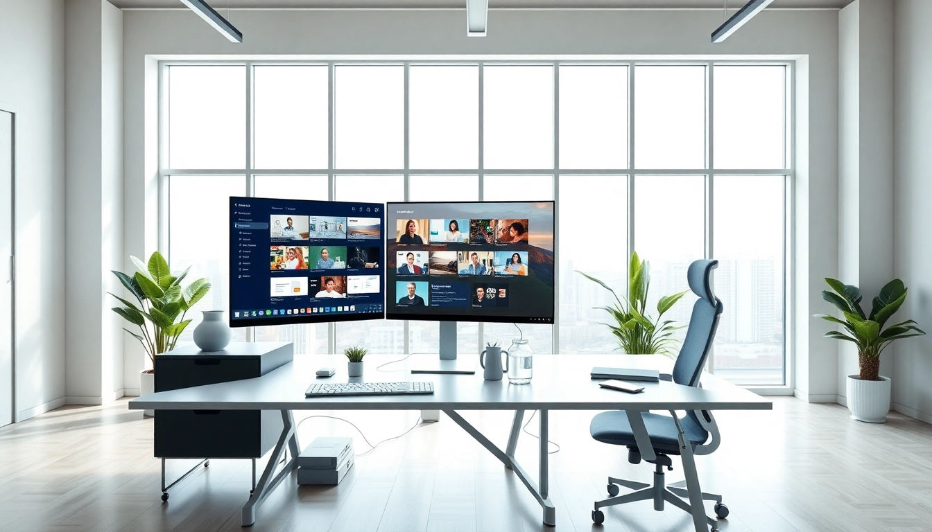 Streamlined virtual desktop setup enhancing productivity in a modern office.