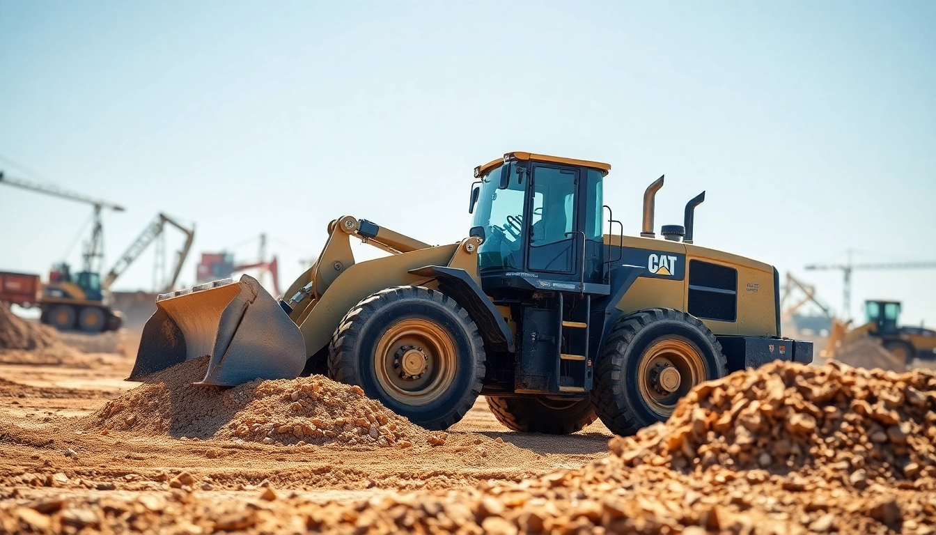 Rent wheel loaders for construction projects, showcasing machines in action on-site.