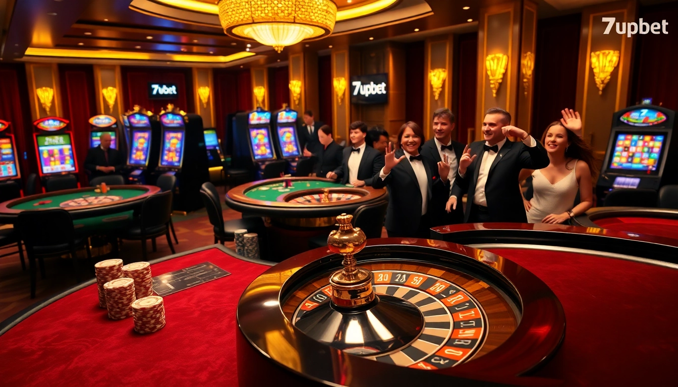 Exciting scene of users winning on 7upbet at a luxurious casino table.