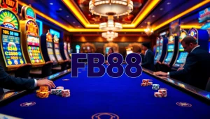FB88 logo showcased on an elegant gaming table, capturing the excitement of casino betting.