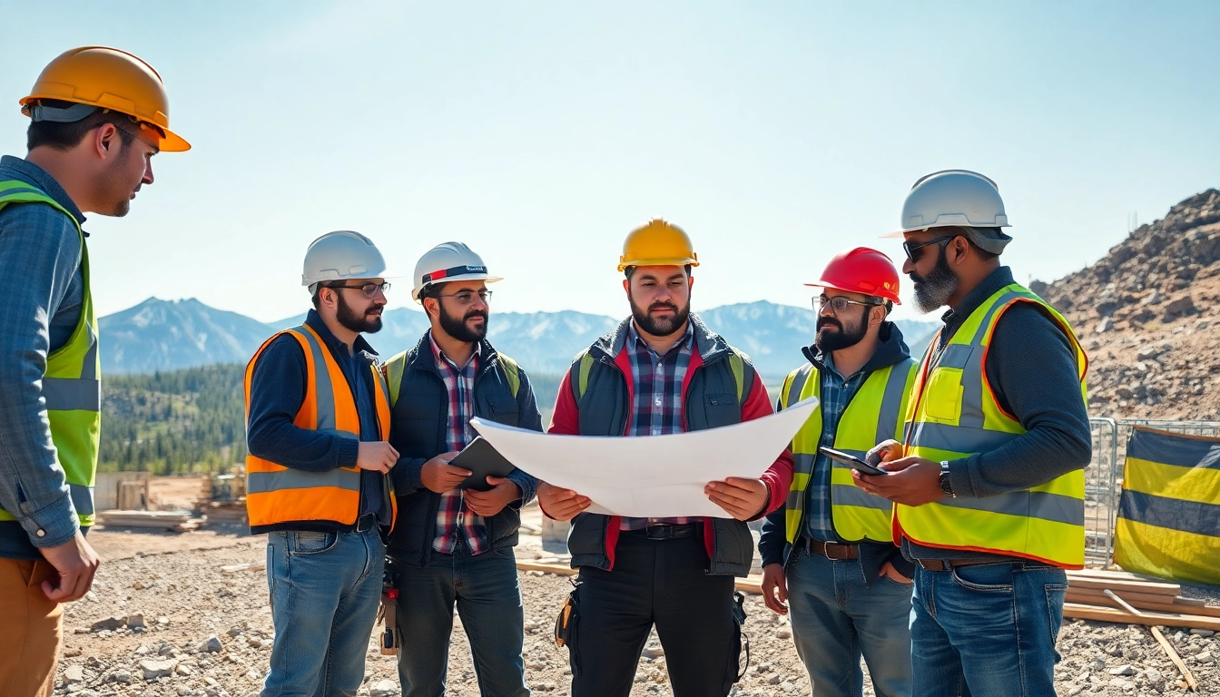 Construction association Colorado workers collaborating actively on a job site.