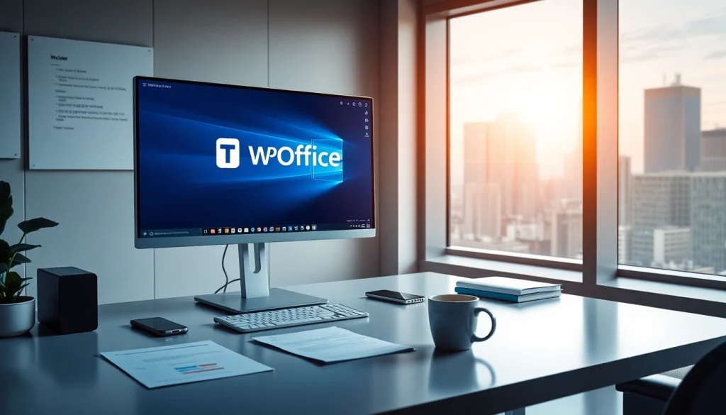 在现代办公场景中使用 WPS下载，体验无缝高效的生产力，设有高科技工作区。