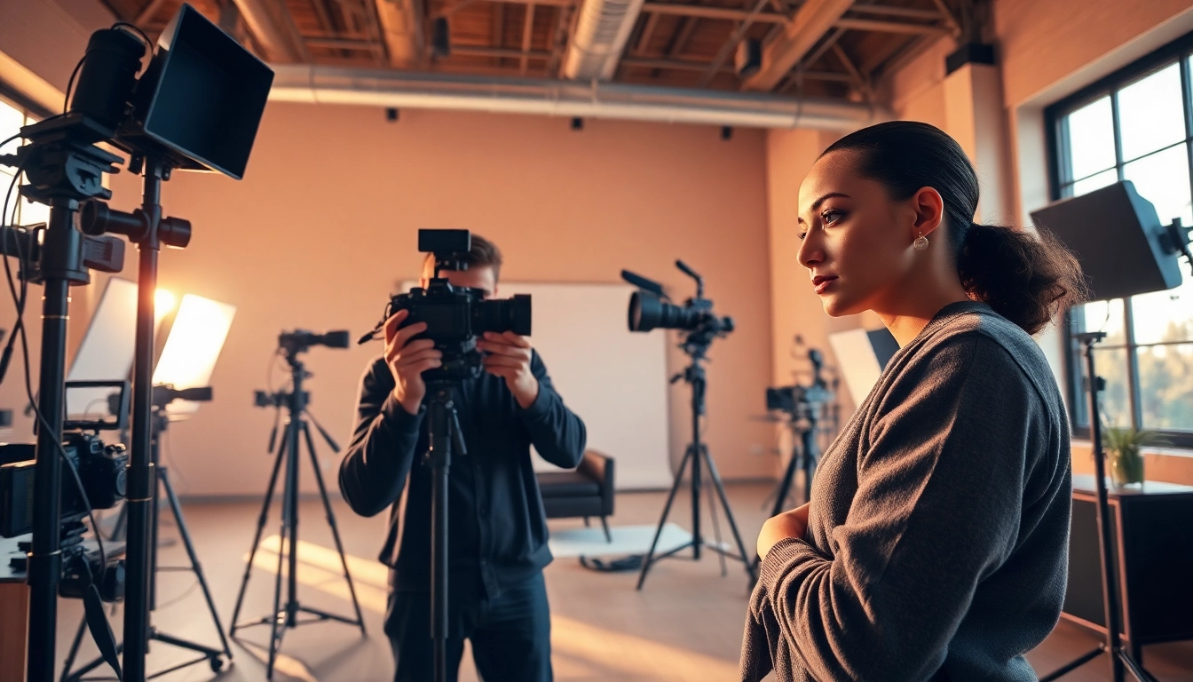 Professional photography training session with diverse equipment in a studio setting.