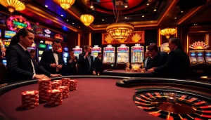 Players engaging at a luxury poker table scene, representing the thrilling atmosphere of https://rr88.navy/.