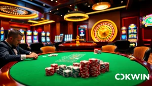 Experience the vibrant excitement of OKWIN's modern casino tables and thrilling gameplay.