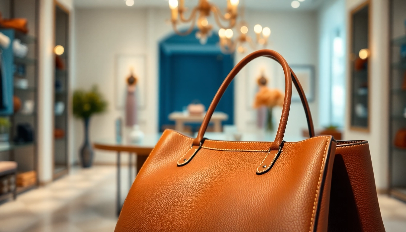 레플리카의 고급스러운 핸드백을 부티크에서 선보이는 이미지