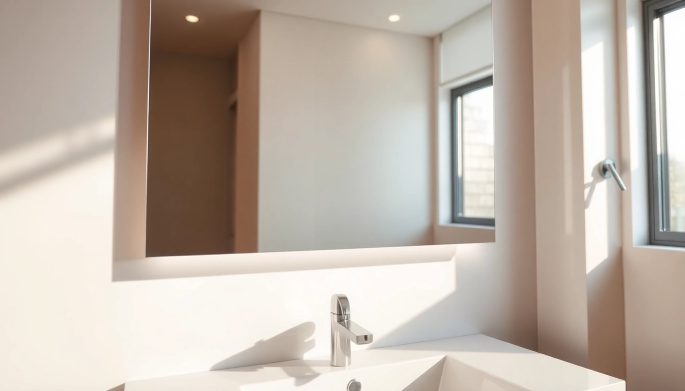 Elegant display of a mirror and LED lights mounted above a sink, enhancing modern bathroom decor.