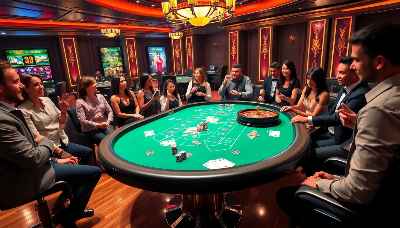 Experience the thrill of the okwin casino with vibrant gaming action at the poker table.