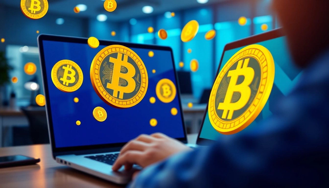 Acheter bitcoin sur une plateforme numérique avec un ordinateur portable, mettant en valeur la sécurité et l'accessibilité.