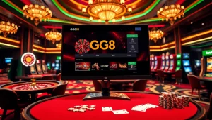 GG88 online casino interface displaying vibrant gaming elements and excitement.