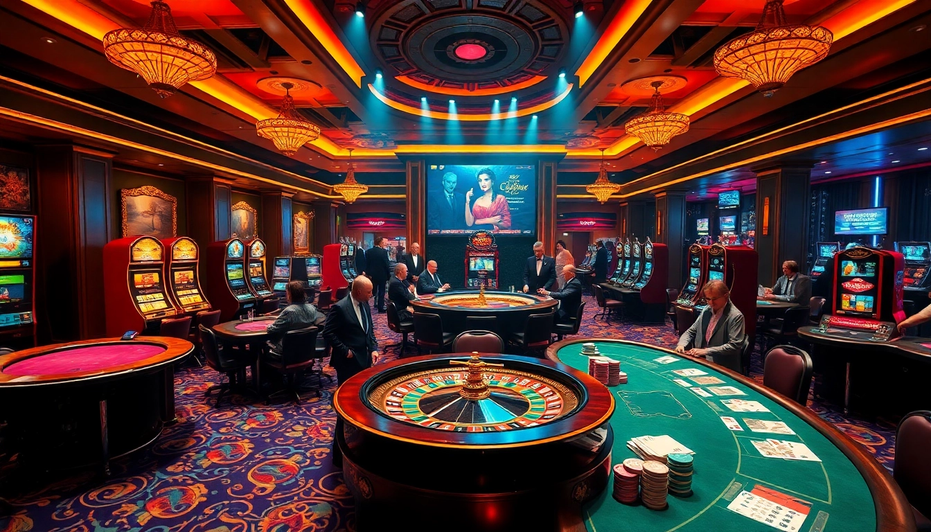 Experience thrilling high-stakes gaming at a luxurious casino filled with vibrant slot machines and interactive 'porn ai' elements.