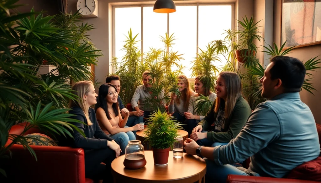 Membres du Club Cannabis Madrid profitant d'une expérience conviviale dans un cadre accueillant.