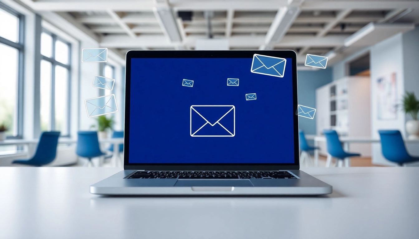 Generate a temp mail temporary email solution in a modern office workspace.