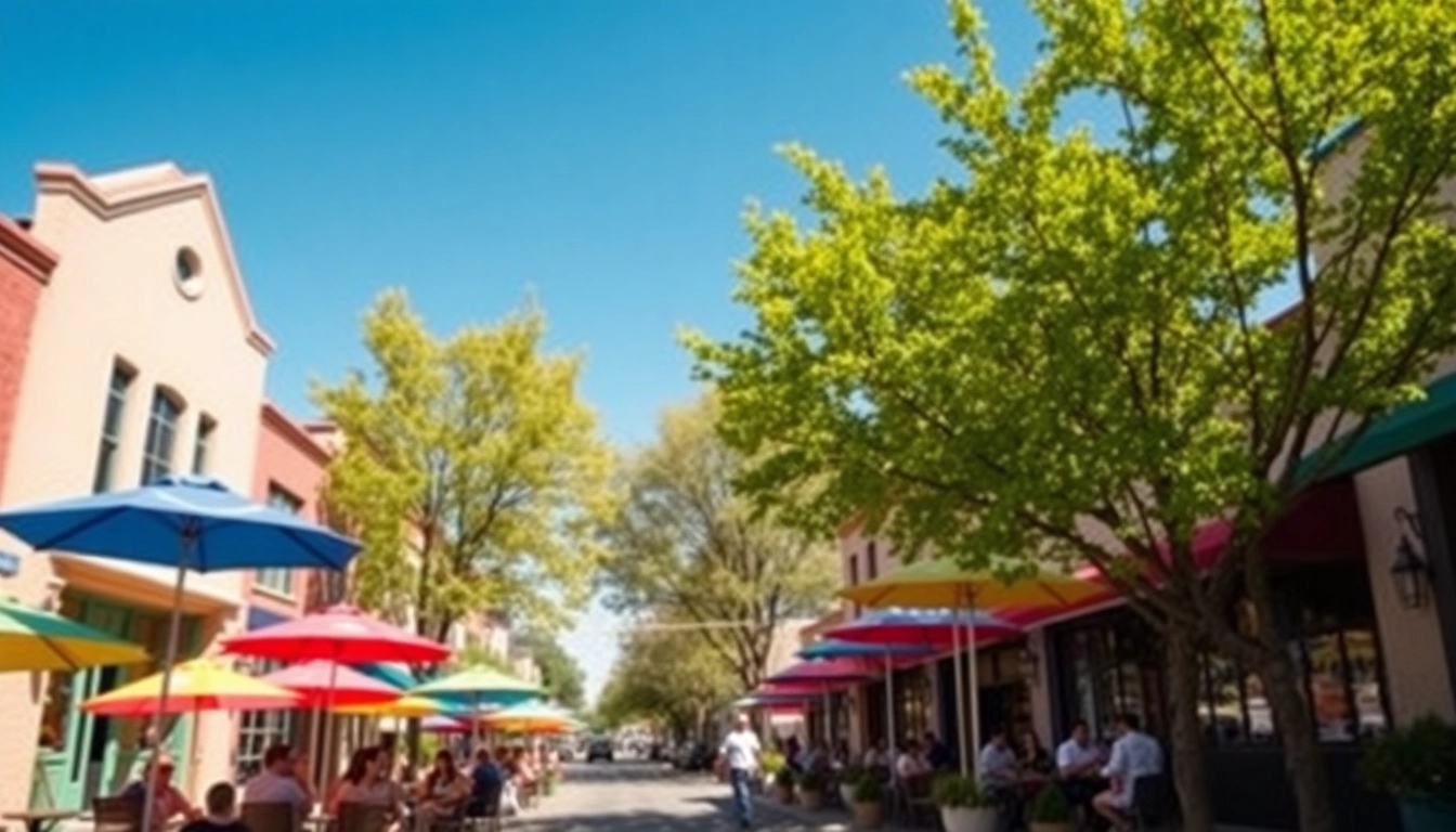 Explore Clarksburg, CA with vibrant outdoor cafes and historic architecture bustling with life.