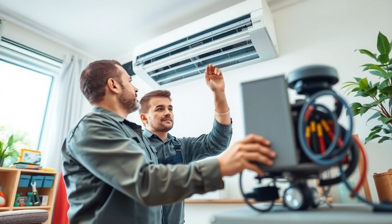 HVAC repair Lewisboro technician working on air conditioning system in a cozy home.