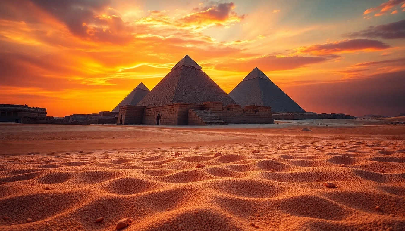 Captivating sunset view of the Giza Pyramids, highlighting their historical significance on https://piraminds.com/