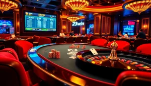 Experience thrilling gameplay and excitement with 23win at a luxurious casino table.