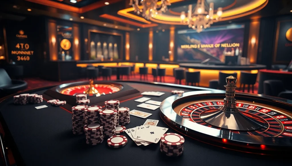 UU88 provides an exciting casino experience with vibrant poker chips and cards on a sleek table.